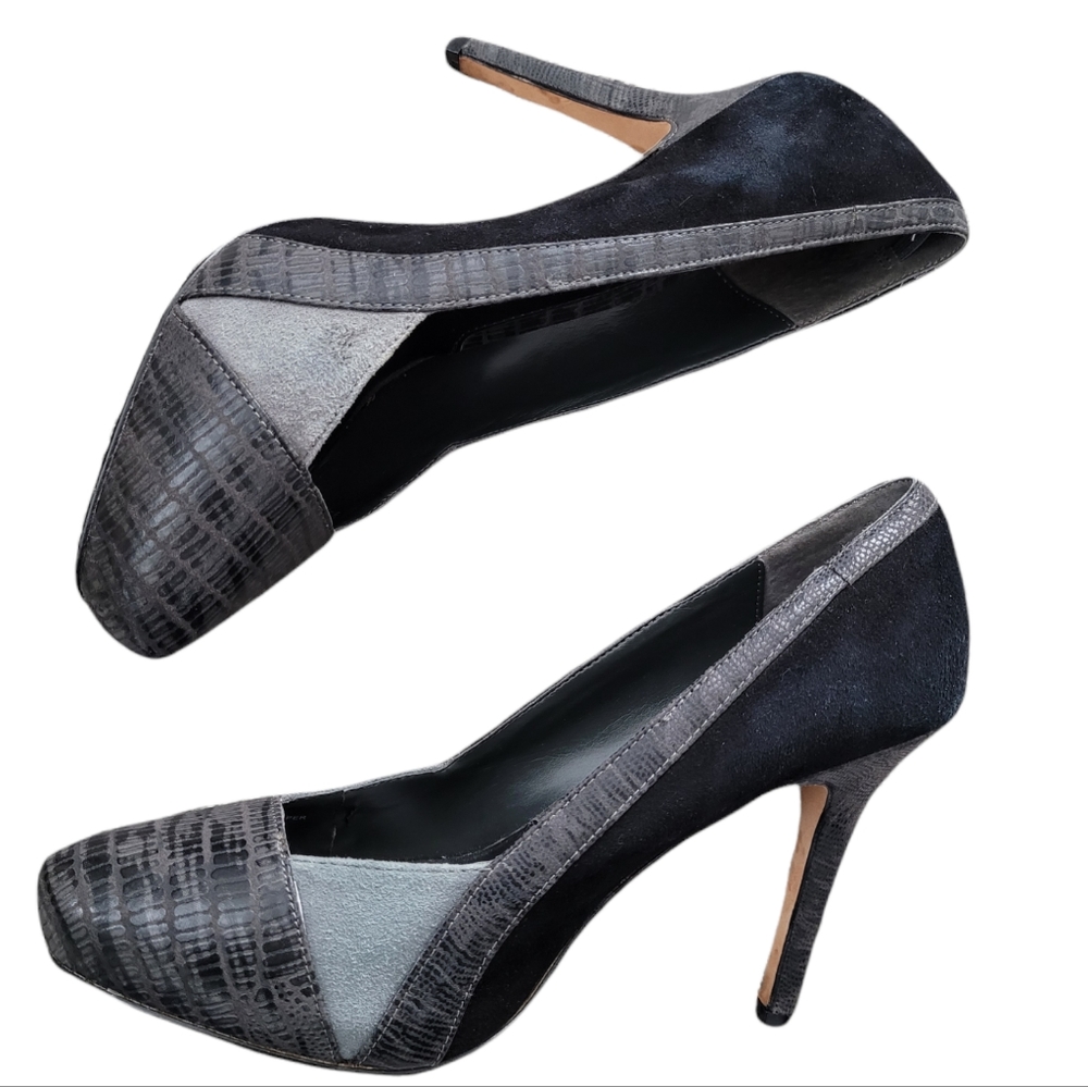 White House | Black Market faux alligator and suede heels, size 7